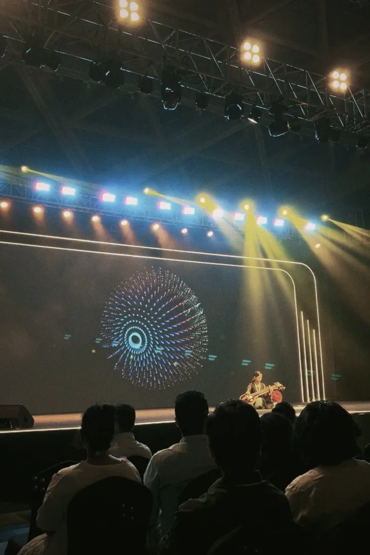 Generative data artwork projected on a live stage