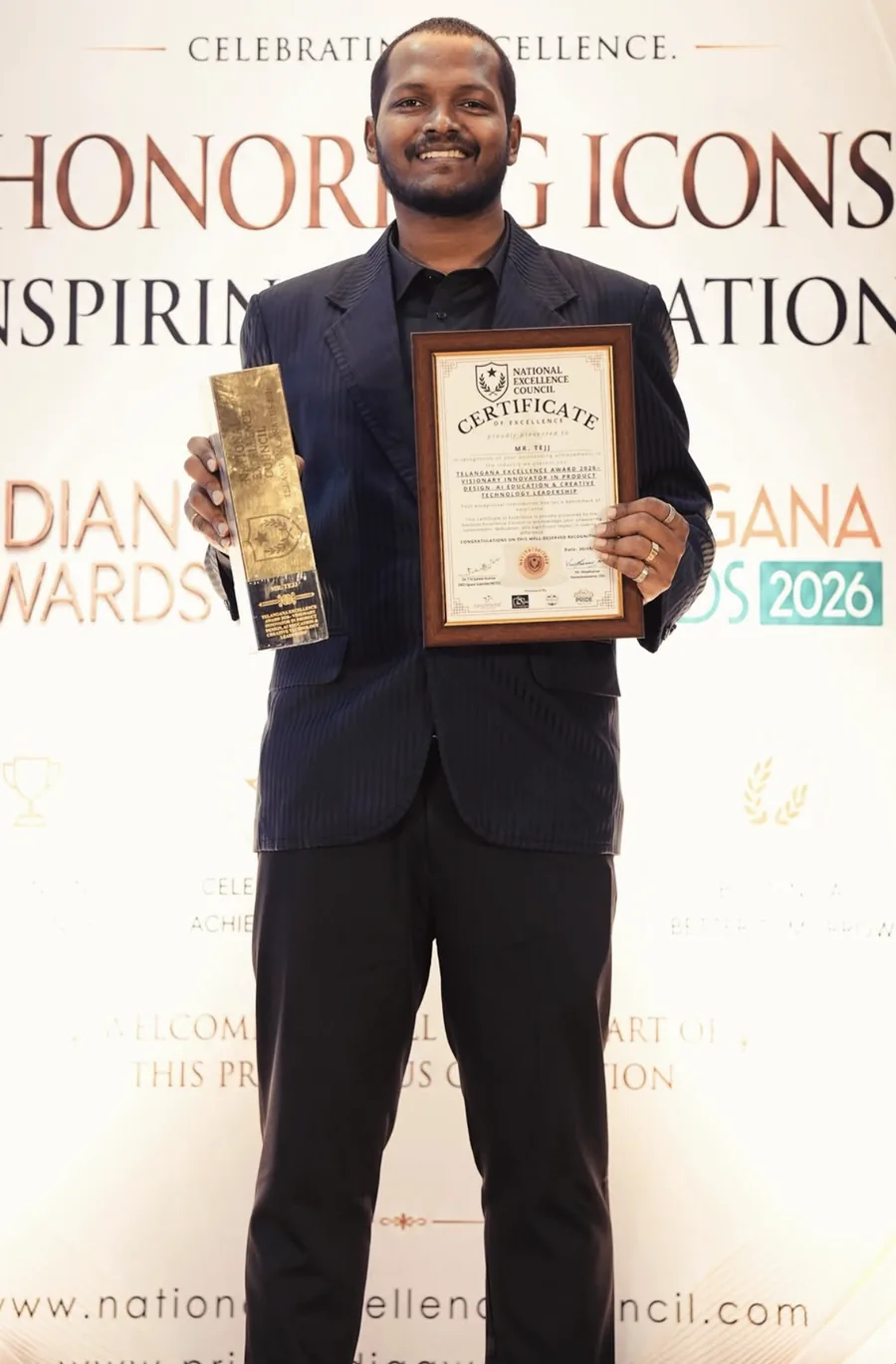 Receiving the Telangana State Excellence Award