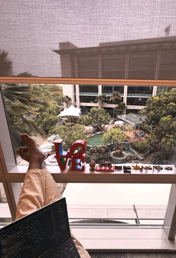 The office building and its courtyard