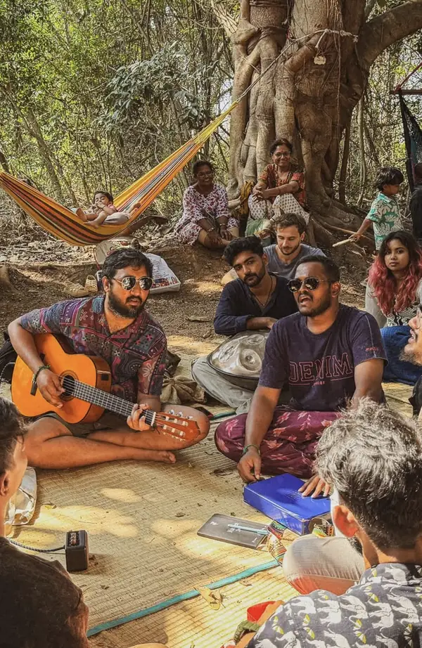 Tejj's jamming crew playing music together