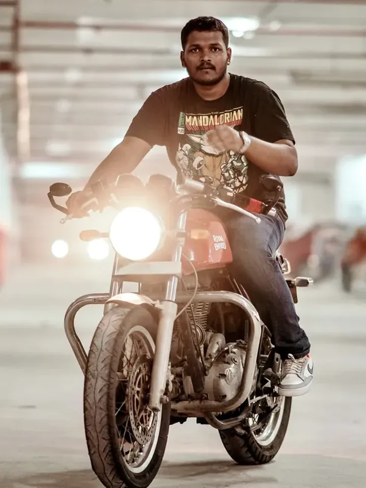 Tejj riding his motorcycle