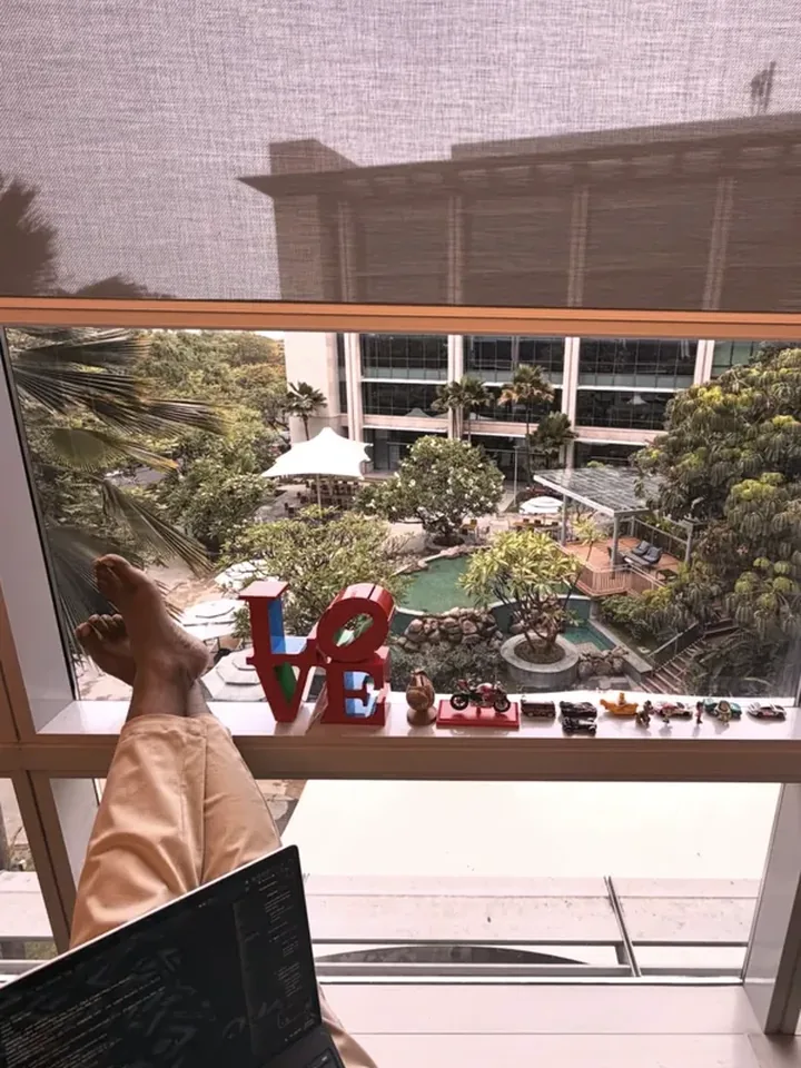 The office courtyard seen from an upper floor