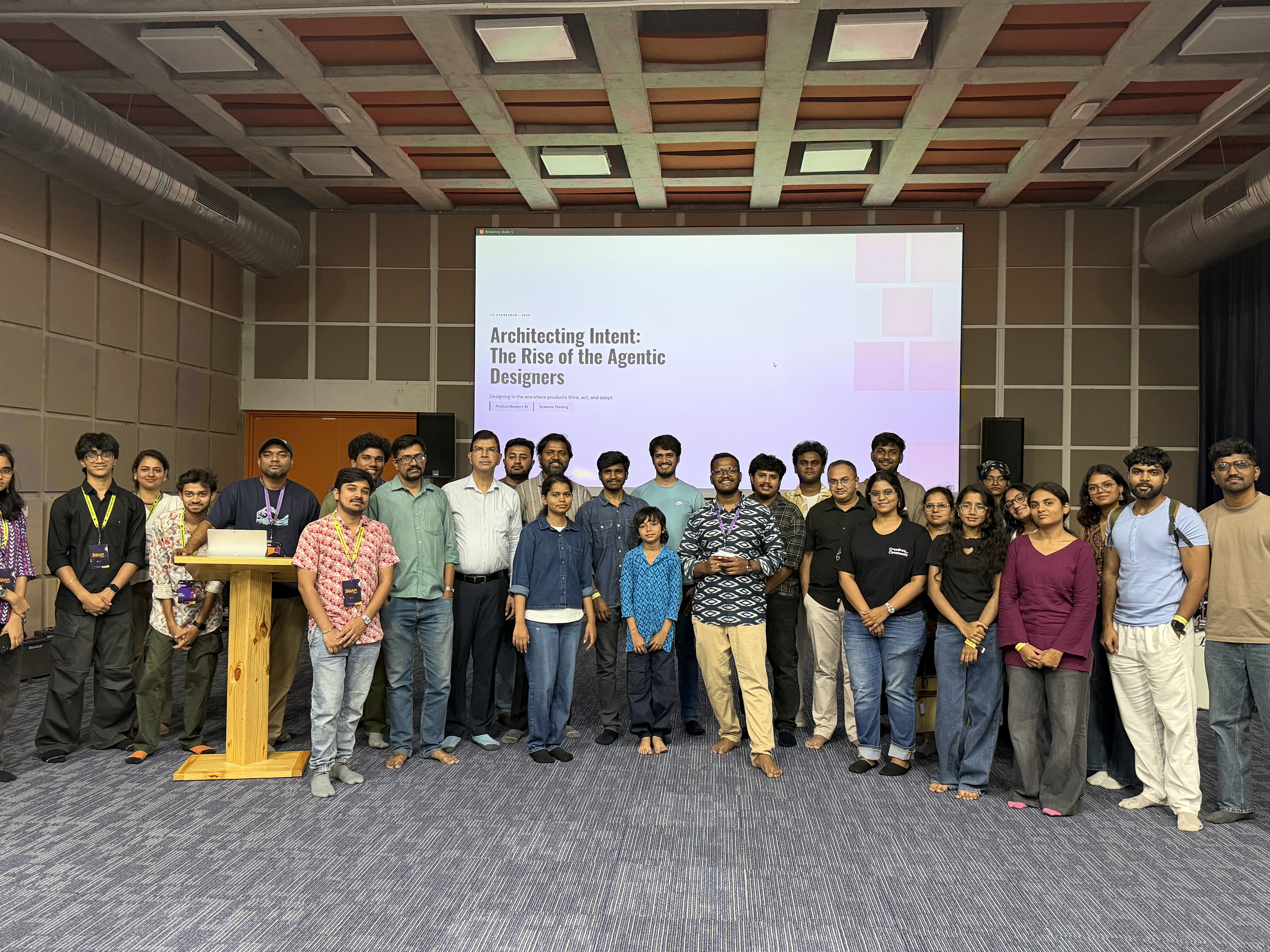 Tejj with workshop cohort after Architecting Intent: The Rise of the Agentic Designers